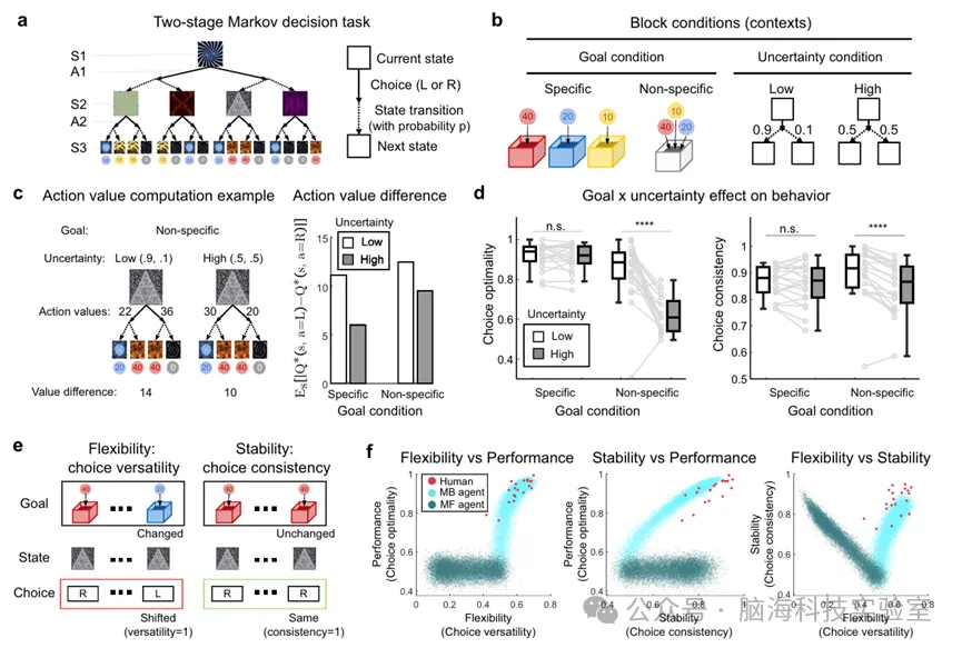 Nat. Commun.：脑启发人工智能：人脑通过分离目标与不确定性实现自适应决策